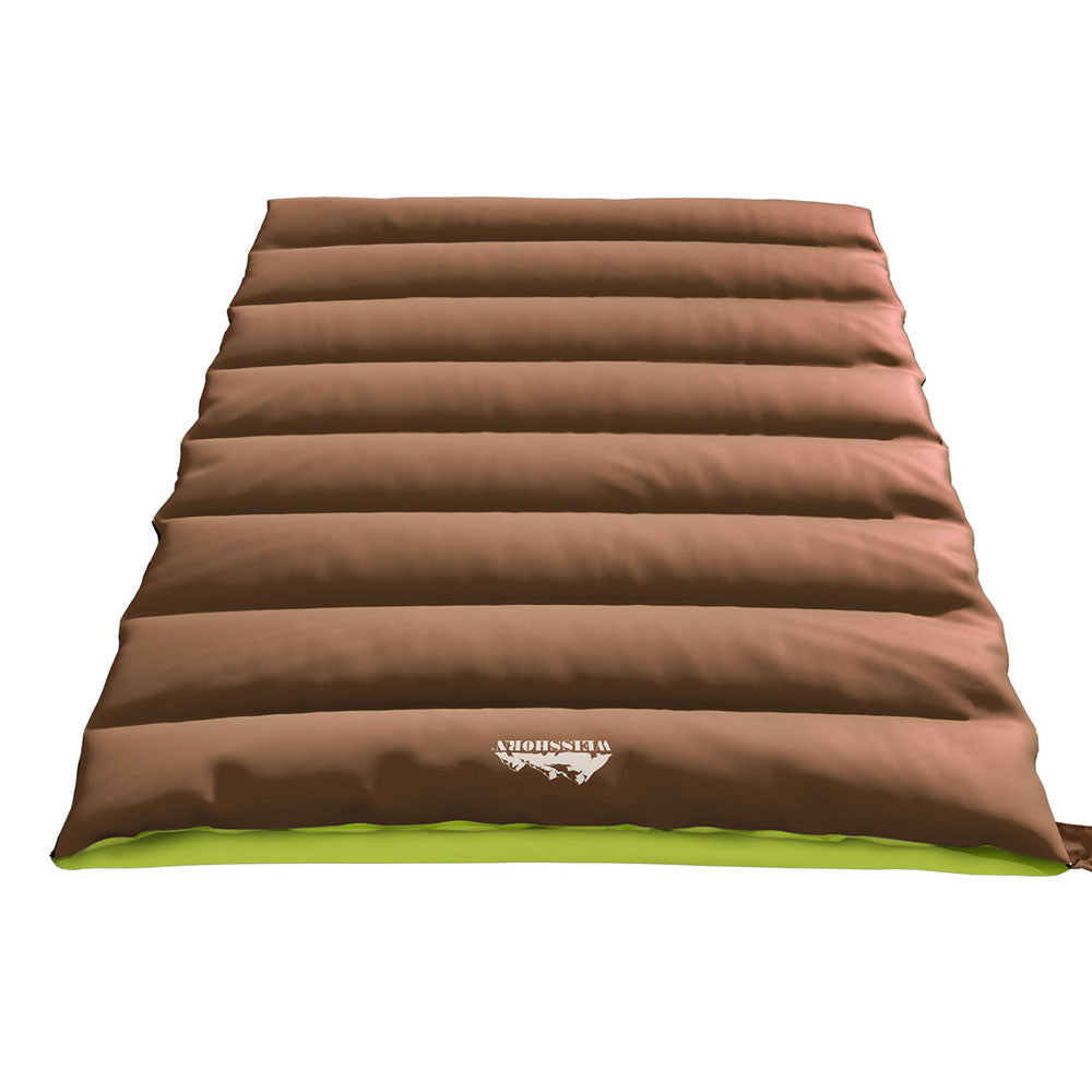 Sleeping Bags: Weisshorn Sleeping Bag Double Bags Thermal Camping Hiking Tent Brown -5°C