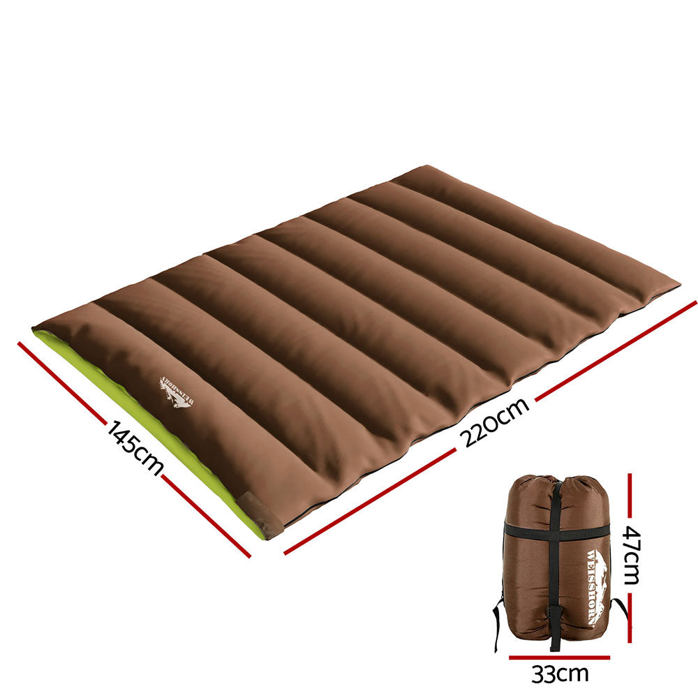 Sleeping Bags: Weisshorn Sleeping Bag Double Bags Thermal Camping Hiking Tent Brown -5°C