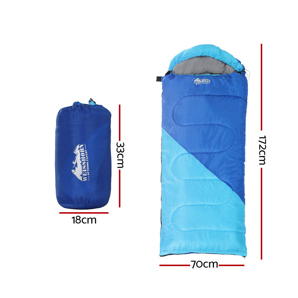 Sleeping Bags: Weisshorn Sleeping Bag Kids Single 172cm Thermal Camping Hiking Blue