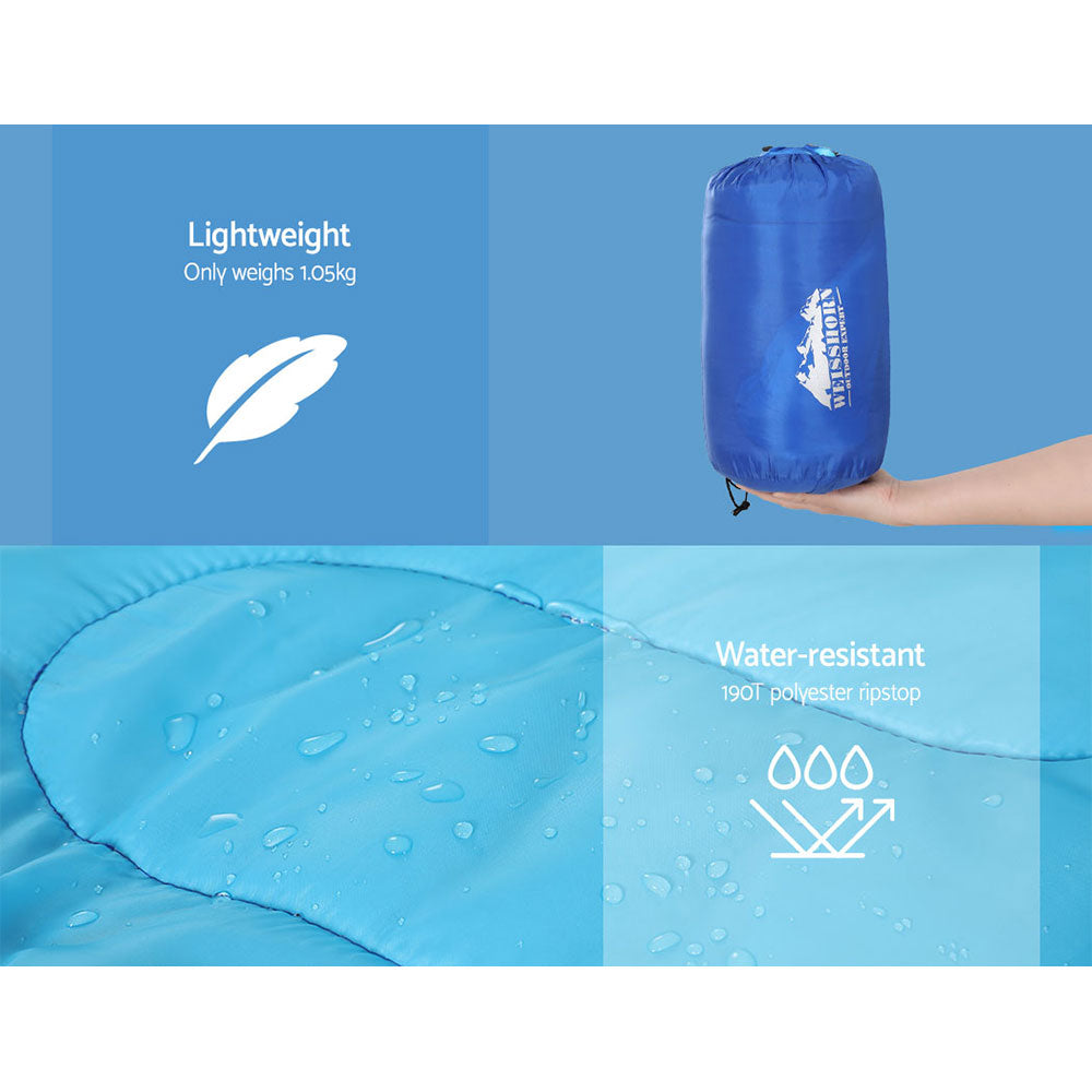 Sleeping Bags: Weisshorn Sleeping Bag Kids Single 172cm Thermal Camping Hiking Blue