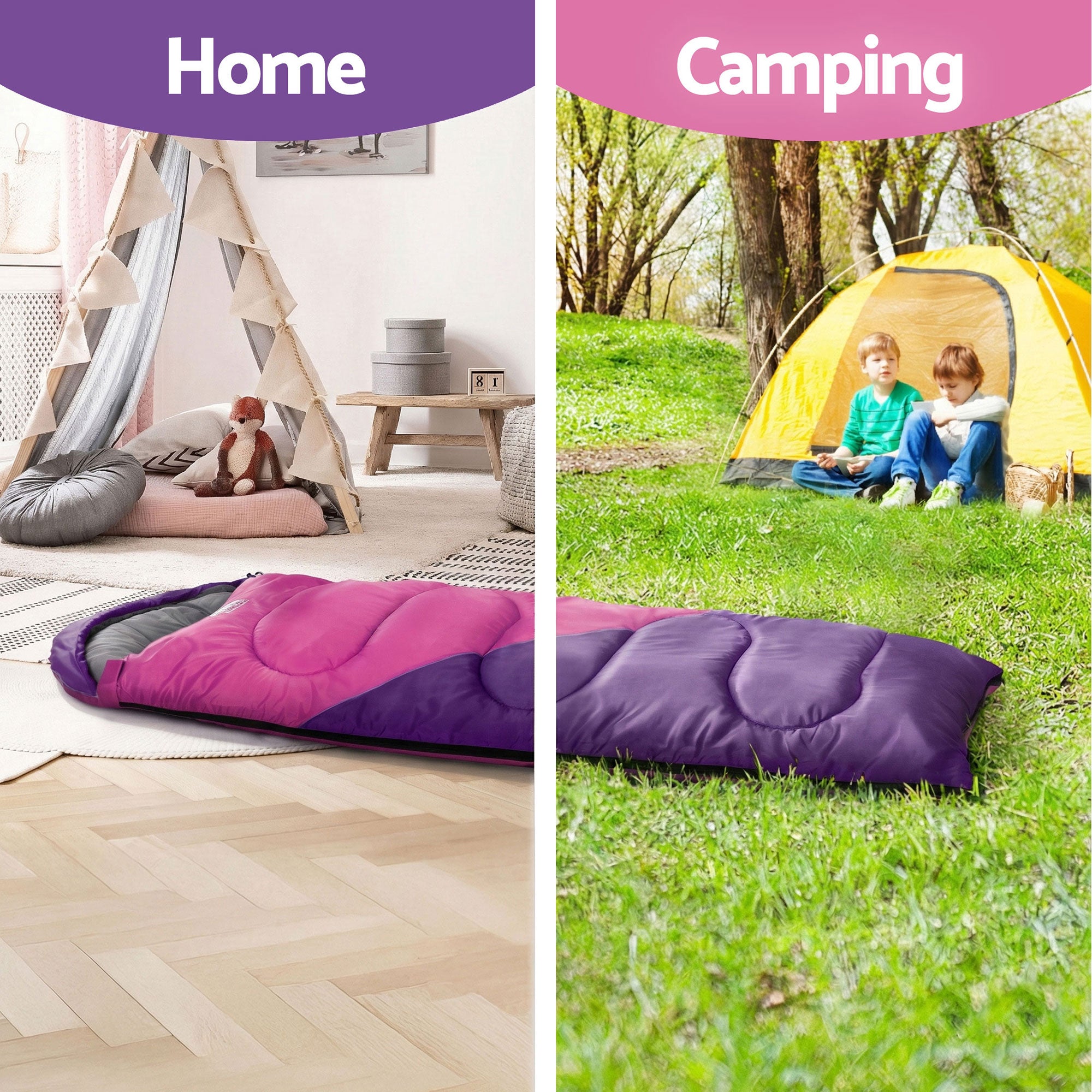 Sleeping Bags: Weisshorn Sleeping Bag Set of 2 Kids Single 172cm Thermal Camping Hiking