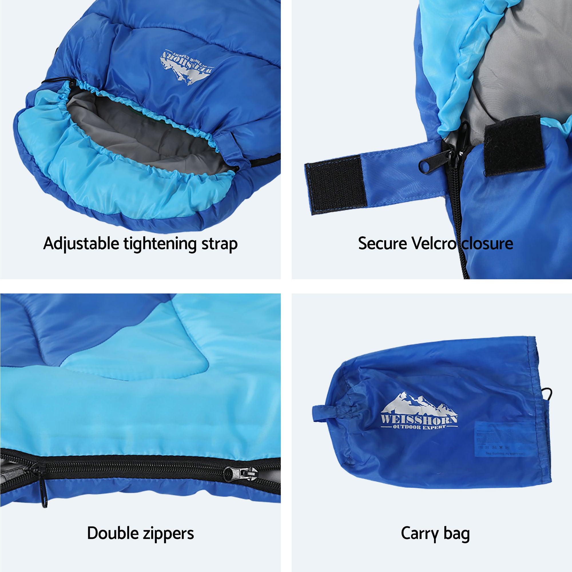 Sleeping Bags: Weisshorn Sleeping Bag Set of 2 Kids Single 172cm Thermal Camping Hiking