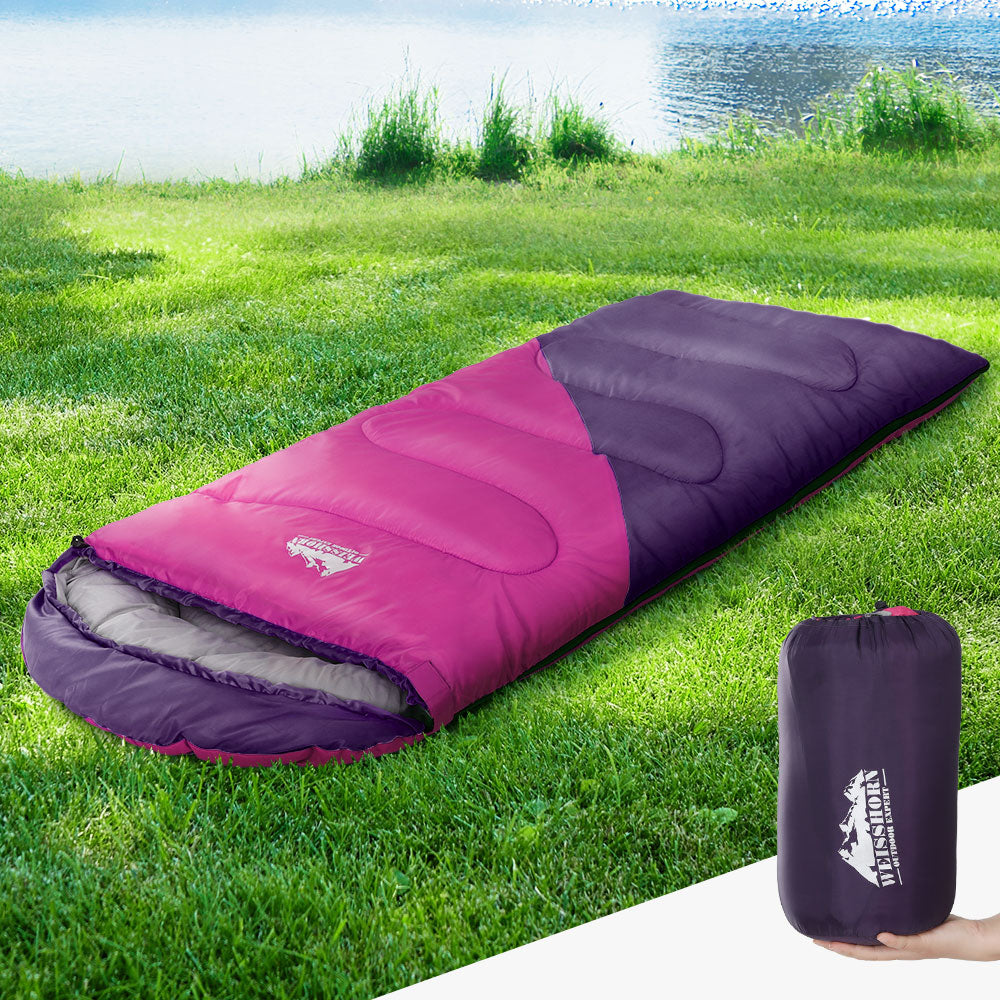 Sleeping Bags: Weisshorn Sleeping Bag Kids Single 172cm Thermal Camping Hiking Pink