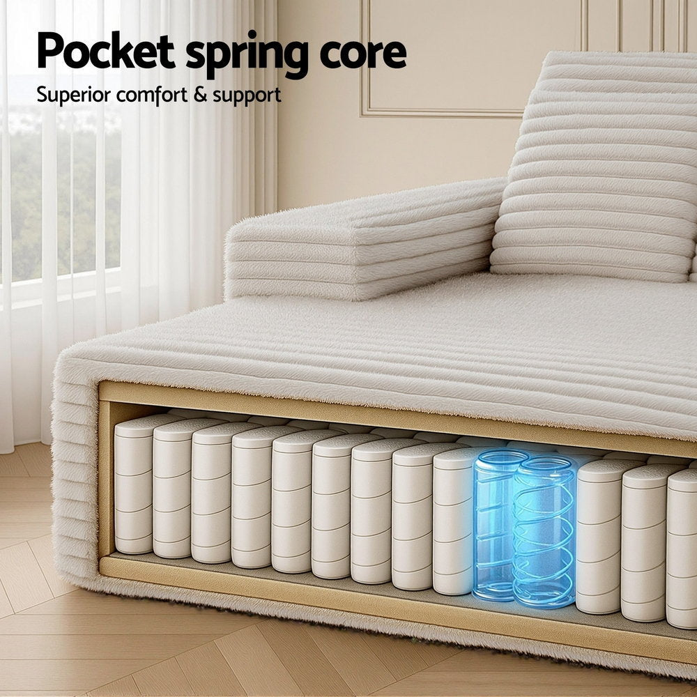 Sofas & Sofa Beds: Artiss Sofa Bed Lounge Chair Recliner Couch Reading Chairs Sleeper Cloud Sofas Faux Fur Fabric