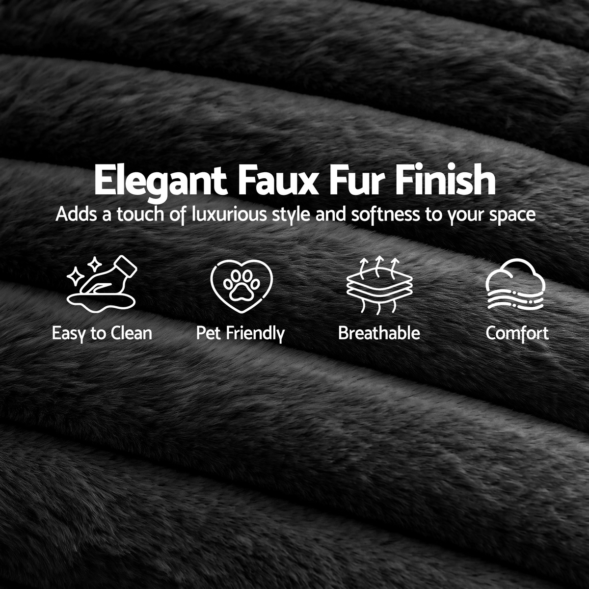 Artiss Sofa Bed Lounge Chair Sleeper Couch Chaise Single Seater Faux Fur Black