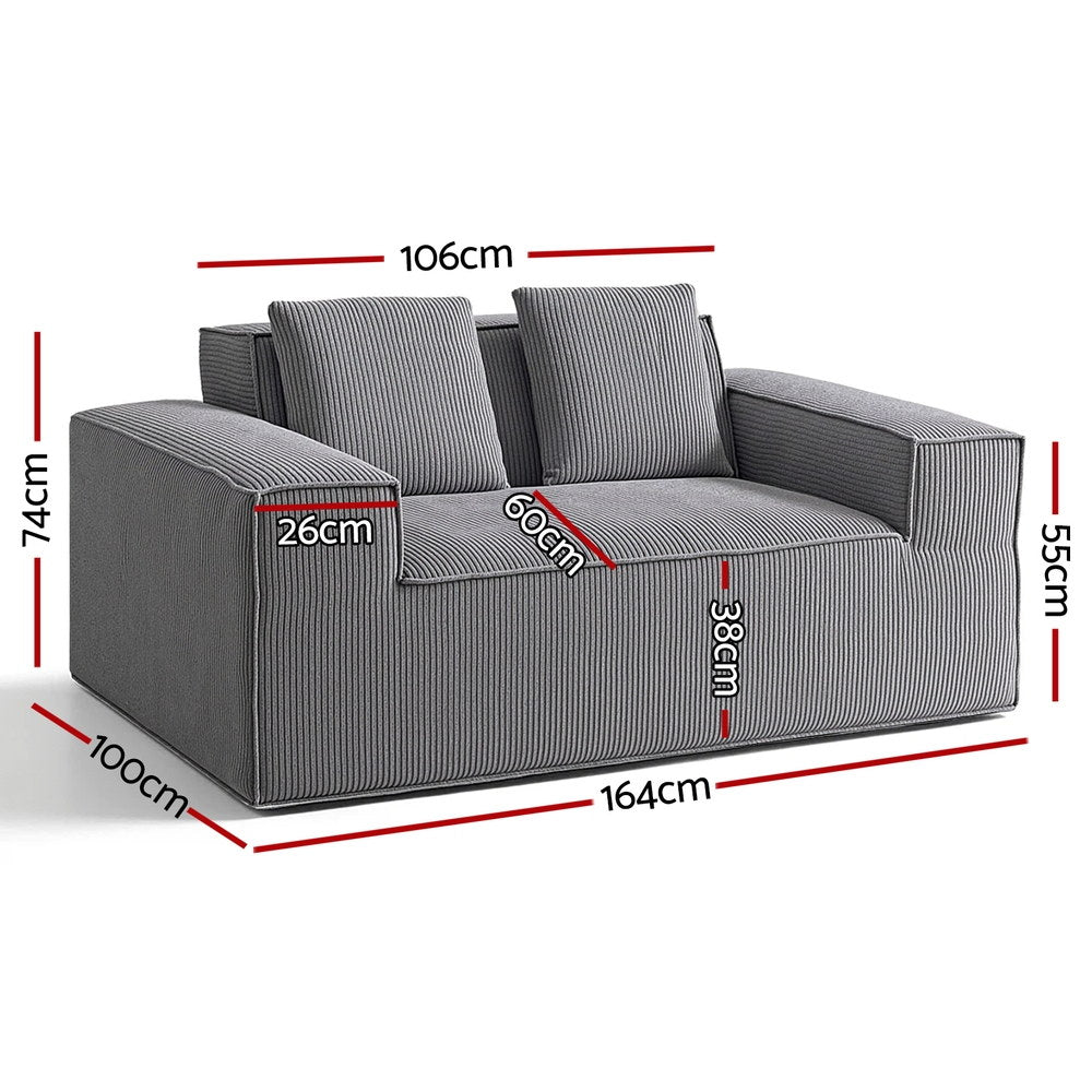 Sofas & Sofa Beds: Artiss 2 Seater Sofa Loveseat Sofas Bed Couch No Assembly Corduroy Small Couches Apartement