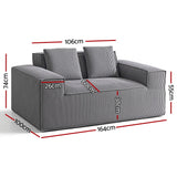 Artiss 2 Seater Sofa Loveseat Sofas Bed Couch No Assembly Corduroy Small Couches Apartement
