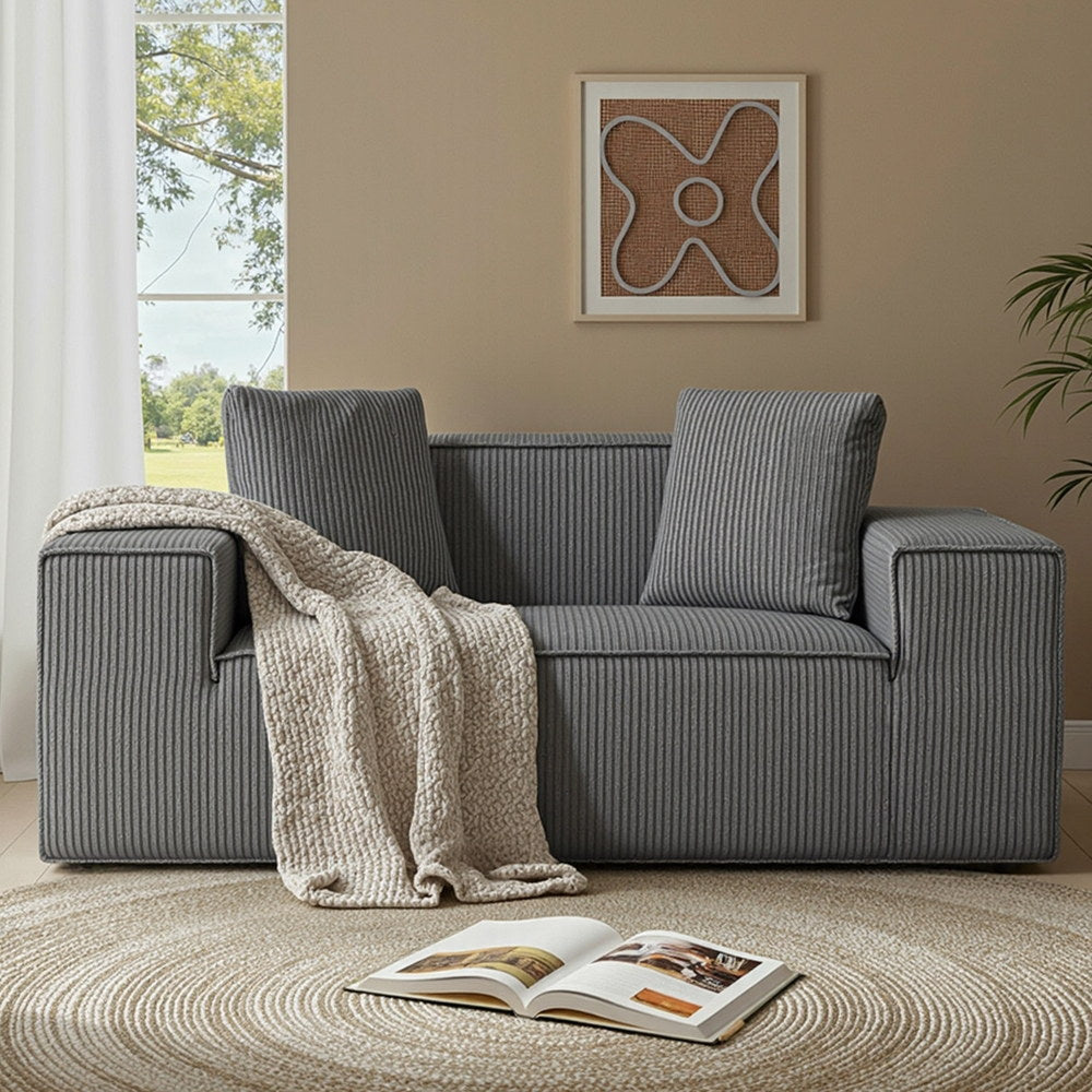 Sofas & Sofa Beds: Artiss 2 Seater Sofa Loveseat Sofas Bed Couch No Assembly Corduroy Small Couches Apartement