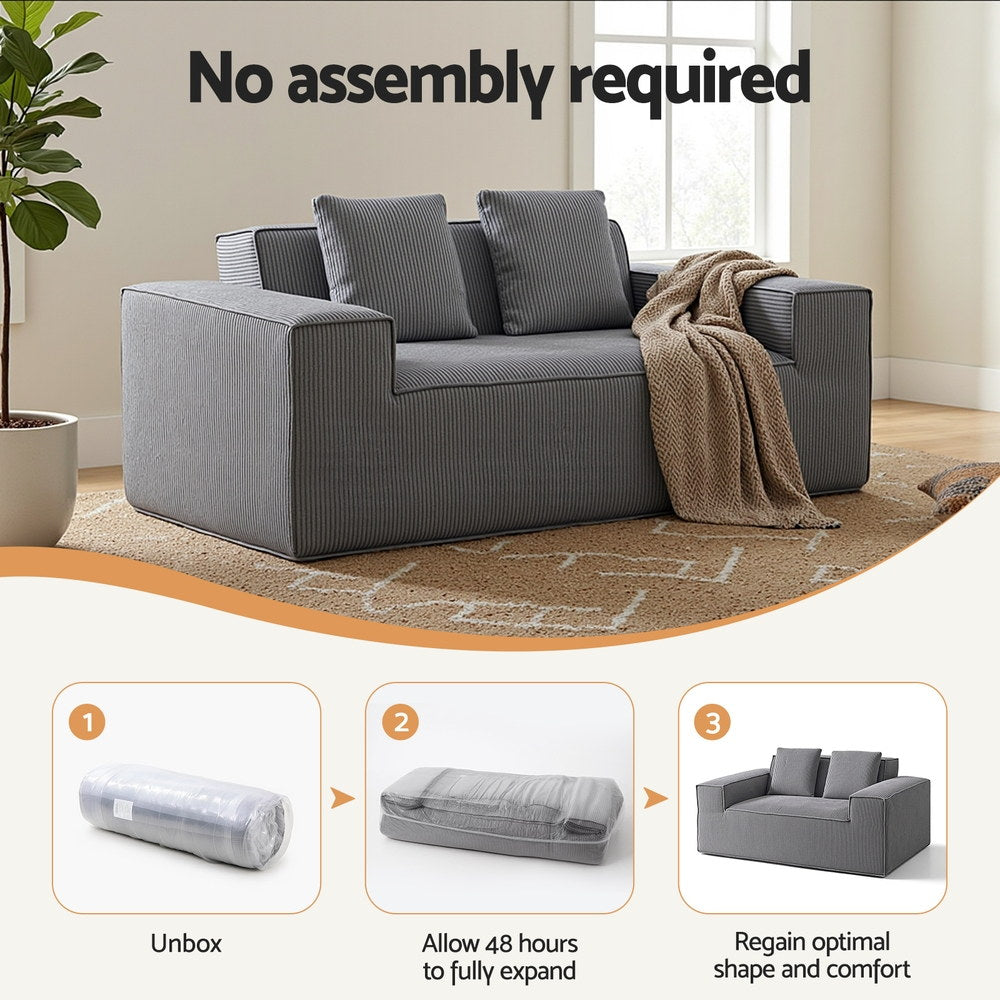 Sofas & Sofa Beds: Artiss 2 Seater Sofa Loveseat Sofas Bed Couch No Assembly Corduroy Small Couches Apartement
