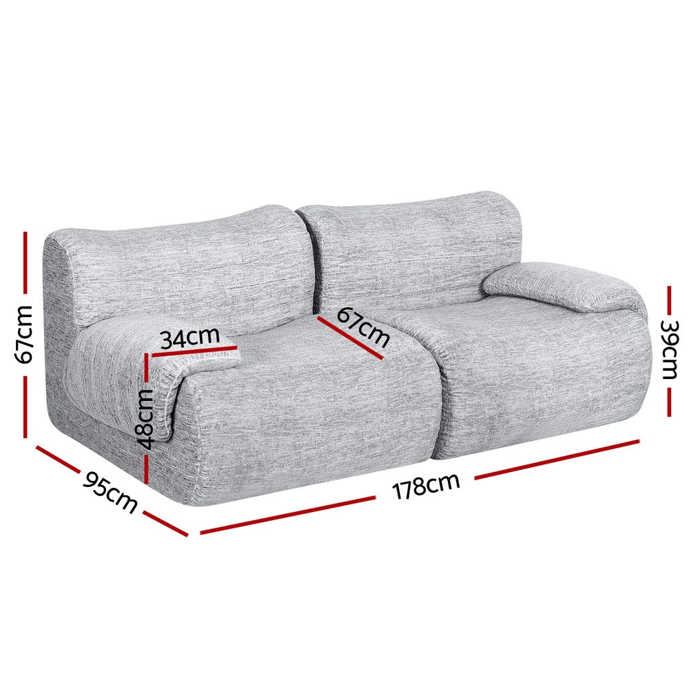 Sofas & Sofa Beds: Artiss 2 Seater Sofa Modular Sectional Sofas Couch Bed No Assembly Living Room Grey