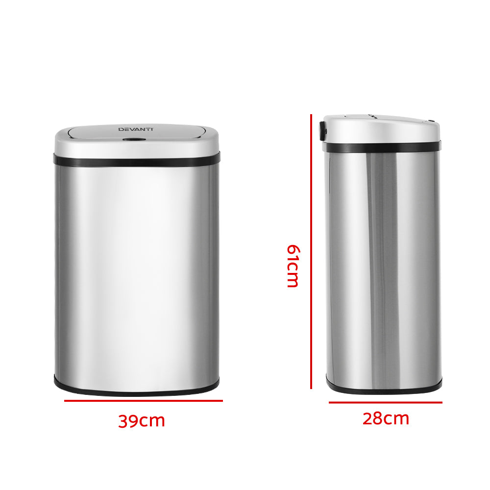 Automatic Bins: Devanti 50L Sensor Bin Motion Rubbish Automatic Silver