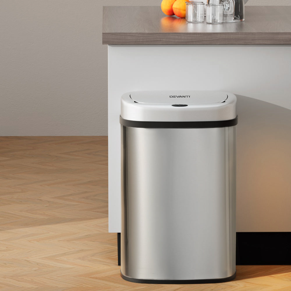 Automatic Bins: Devanti 50L Sensor Bin Motion Rubbish Automatic Silver