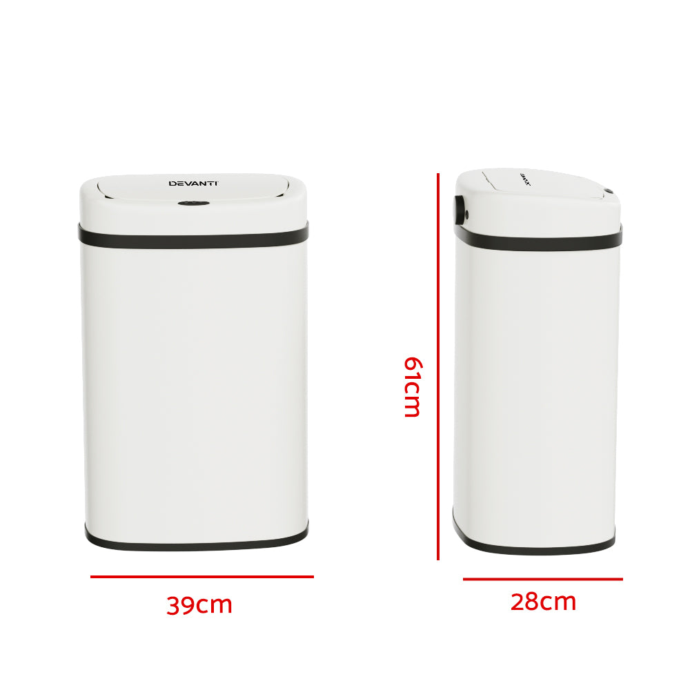 Automatic Bins: Devanti 50L Sensor Bin Motion Rubbish Automatic White