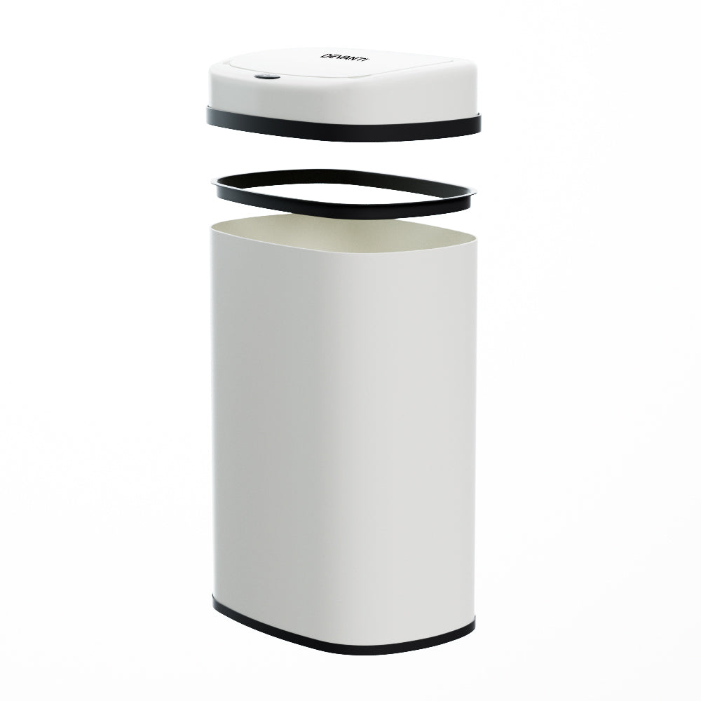 Automatic Bins: Devanti 50L Sensor Bin Motion Rubbish Automatic White