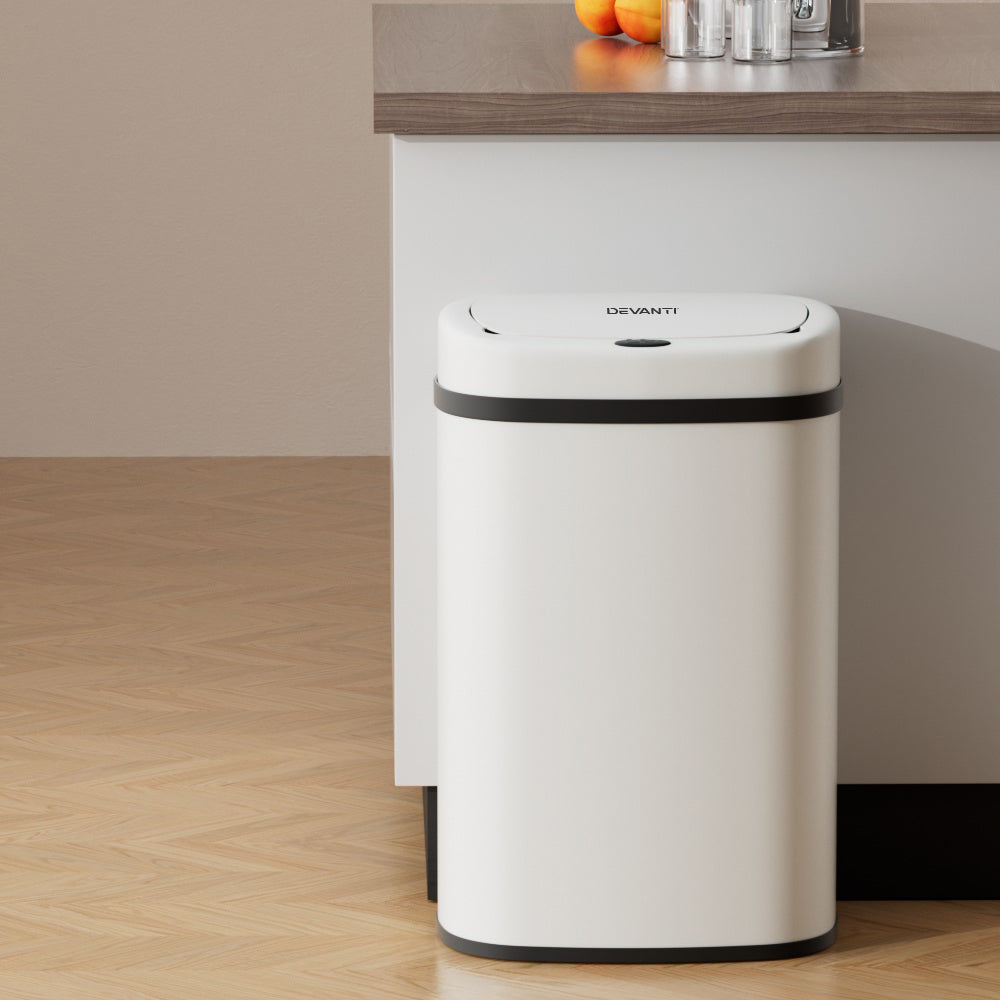 Automatic Bins: Devanti 50L Sensor Bin Motion Rubbish Automatic White