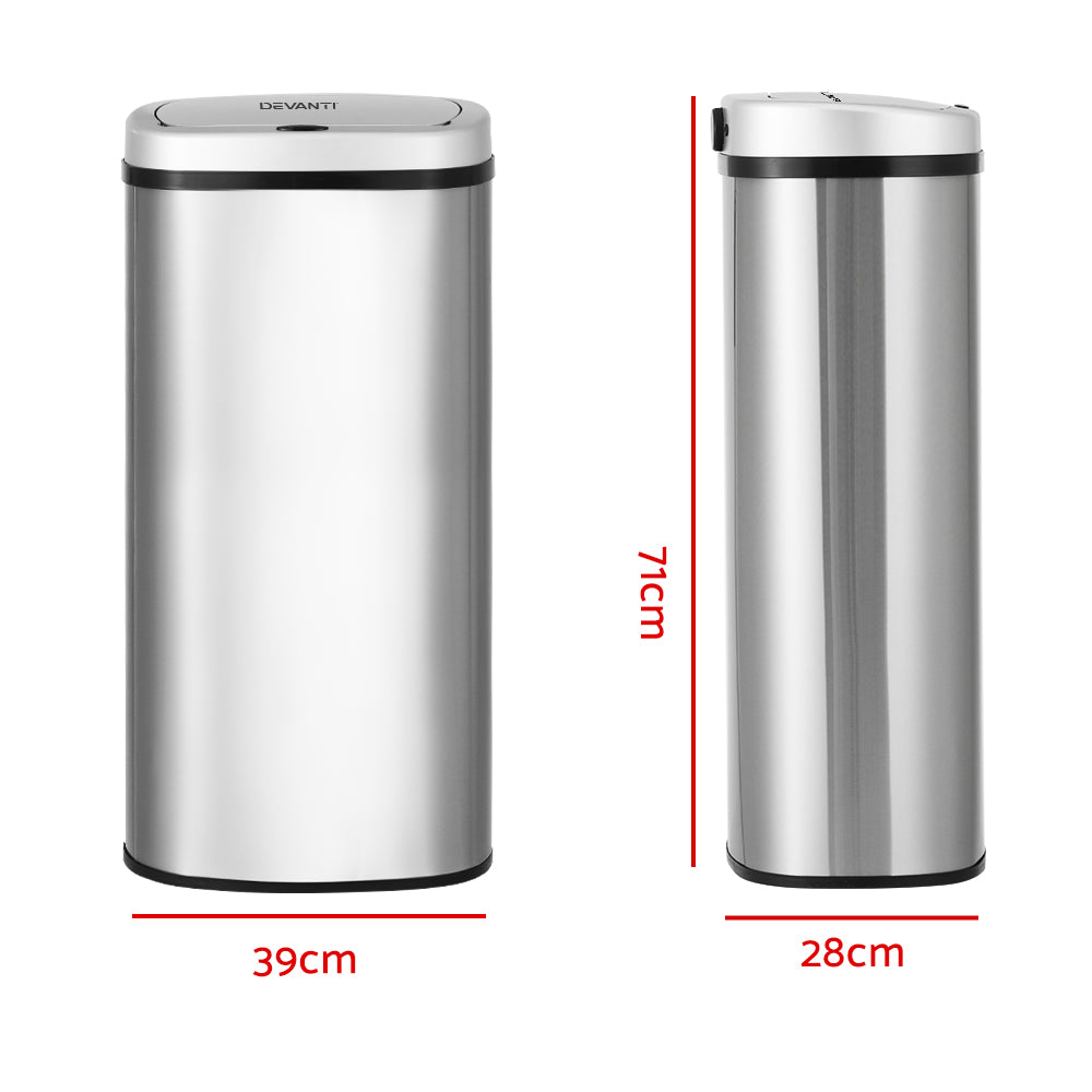 Automatic Bins: Devanti 60L Sensor Bin Motion Rubbish Automatic Silver