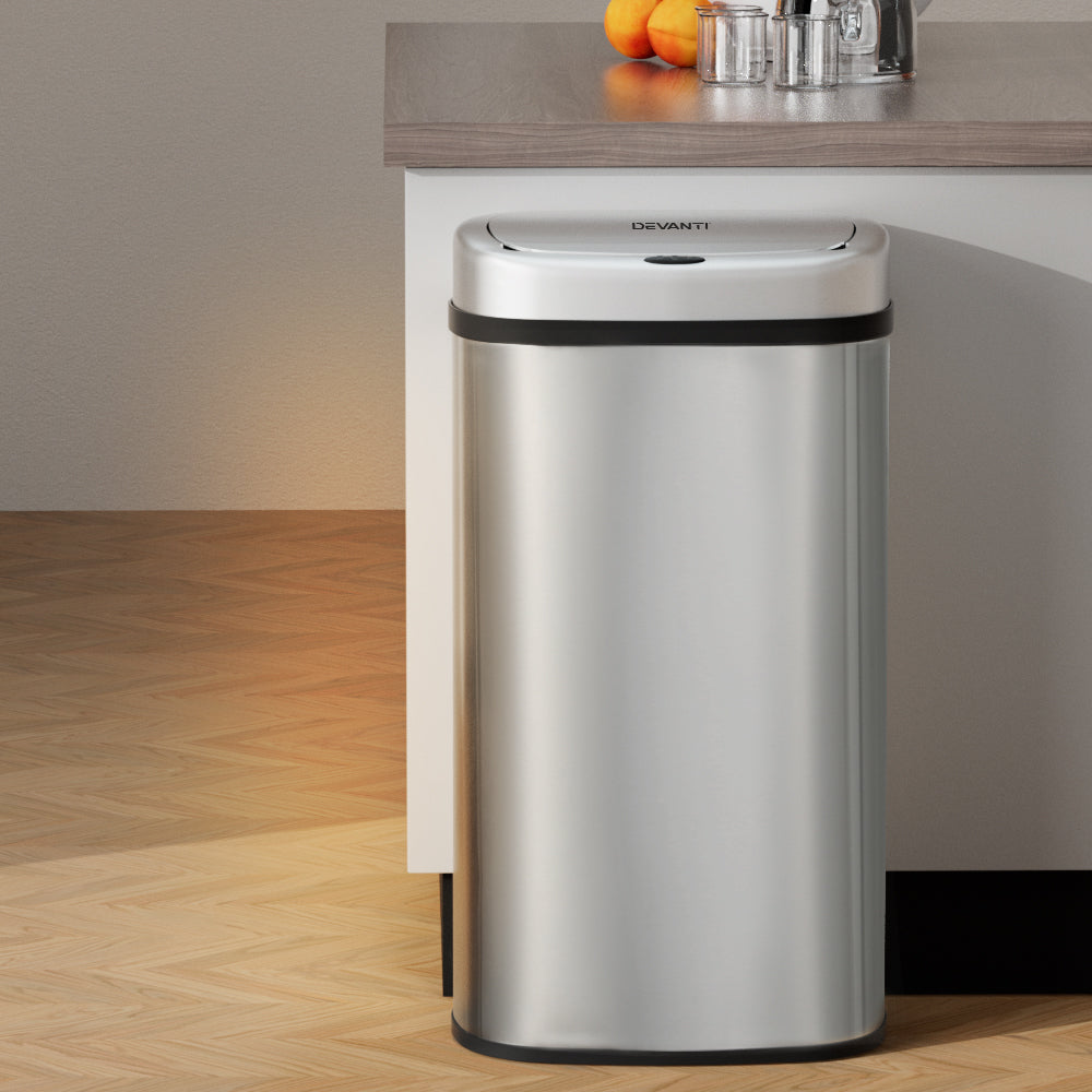 Automatic Bins: Devanti 60L Sensor Bin Motion Rubbish Automatic Silver