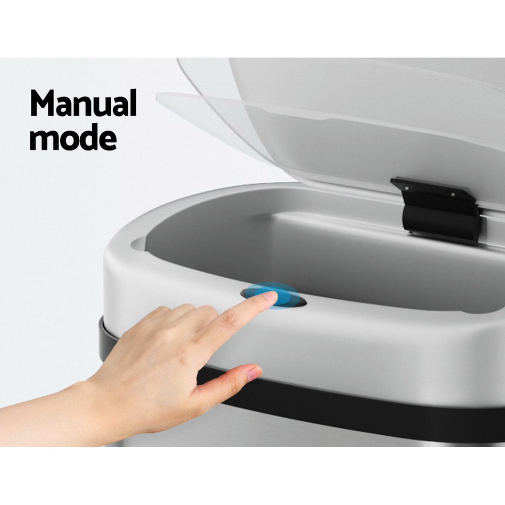 Automatic Bins: Devanti 60L Sensor Bin Motion Rubbish Automatic Silver