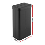 Automatic Bins: Devanti Rubbish Bin 70L Automatic Sensor Kitchen Bin, Slim Smart Garbage Can Touchless Rectangular with Liner Holder, Fully Closed Lid for Bedroom, Bathroom, Living Room, Black