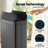Automatic Bins: Devanti Rubbish Bin 70L Automatic Sensor Kitchen Bin, Slim Smart Garbage Can Touchless Rectangular with Liner Holder, Fully Closed Lid for Bedroom, Bathroom, Living Room, Black