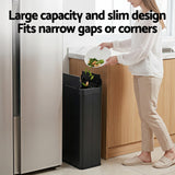Automatic Bins: Devanti Rubbish Bin 70L Automatic Sensor Kitchen Bin, Slim Smart Garbage Can Touchless Rectangular with Liner Holder, Fully Closed Lid for Bedroom, Bathroom, Living Room, Black