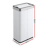 Automatic Bins: Devanti Rubbish Bin 70L Automatic Sensor Kitchen Bin, Slim Smart Garbage Can Touchless Rectangular with Liner Holder, Fully Closed Lid for Bedroom, Bathroom, Living Room, White