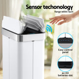 Automatic Bins: Devanti Rubbish Bin 70L Automatic Sensor Kitchen Bin, Slim Smart Garbage Can Touchless Rectangular with Liner Holder, Fully Closed Lid for Bedroom, Bathroom, Living Room, White