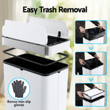 Automatic Bins: Devanti Rubbish Bin 70L Automatic Sensor Kitchen Bin, Slim Smart Garbage Can Touchless Rectangular with Liner Holder, Fully Closed Lid for Bedroom, Bathroom, Living Room, White