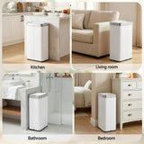 Automatic Bins: Devanti Rubbish Bin 70L Automatic Sensor Kitchen Bin, Slim Smart Garbage Can Touchless Rectangular with Liner Holder, Fully Closed Lid for Bedroom, Bathroom, Living Room, White