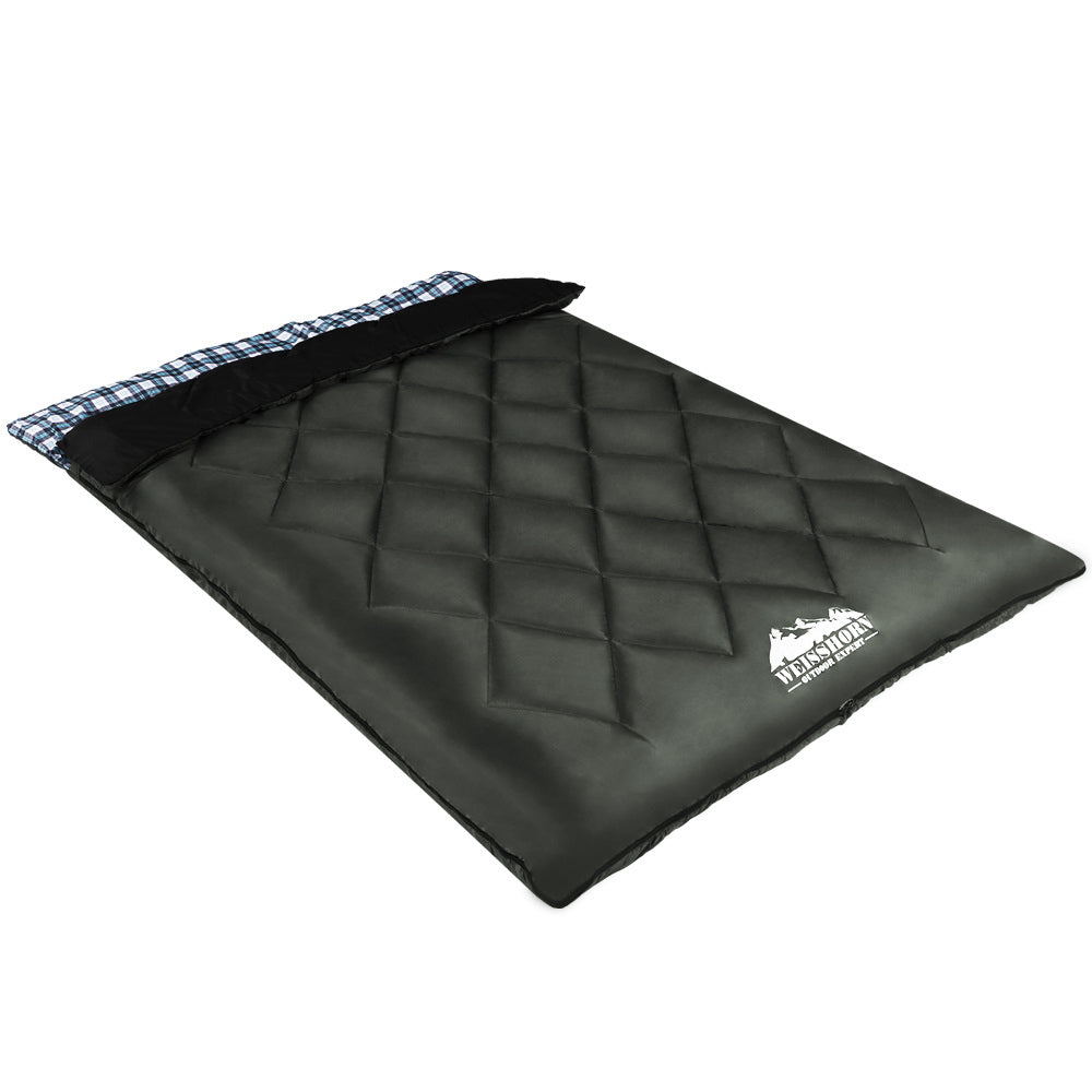 Sleeping Bags: Weisshorn Sleeping Bag Double Pillow Thermal Camping Hiking Tent Grey -10&deg;C