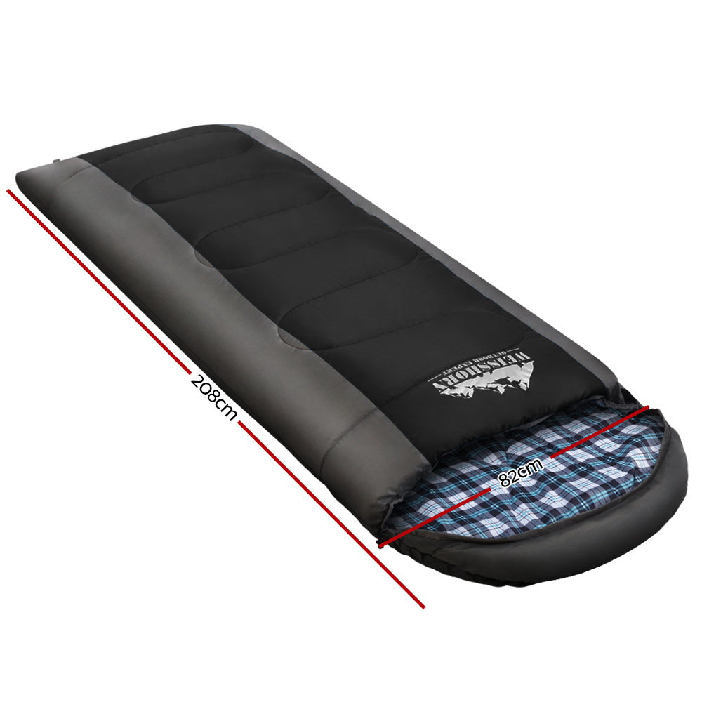 Sleeping Bags: Weisshorn Sleeping Bag Single Thermal Camping Hiking Tent Black  -20°C