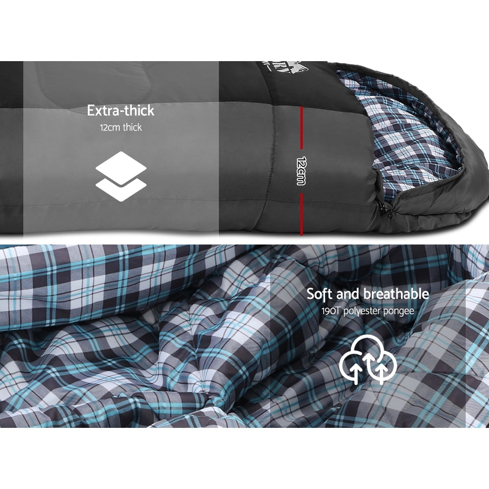 Sleeping Bags: Weisshorn Sleeping Bag Single Thermal Camping Hiking Tent Black  -20°C