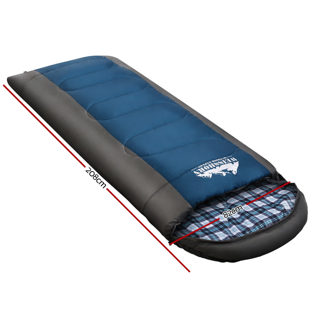 Sleeping Bags: Weisshorn Sleeping Bag Single Thermal Camping Hiking Tent Blue -20°C