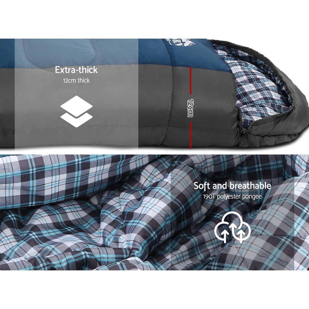 Sleeping Bags: Weisshorn Sleeping Bag Single Thermal Camping Hiking Tent Blue -20°C
