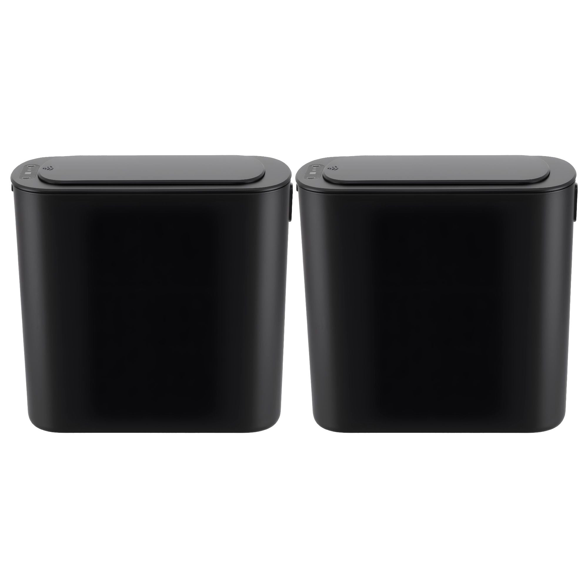 Devanti Automatic Trash Bin 2PCS with Lid 11L Motion Sensor Kitchen Bin Touchless Garbage Can Modern Black Plastic Slim Rubbish Bin with Liner Holder for Kitchen, Home, Office