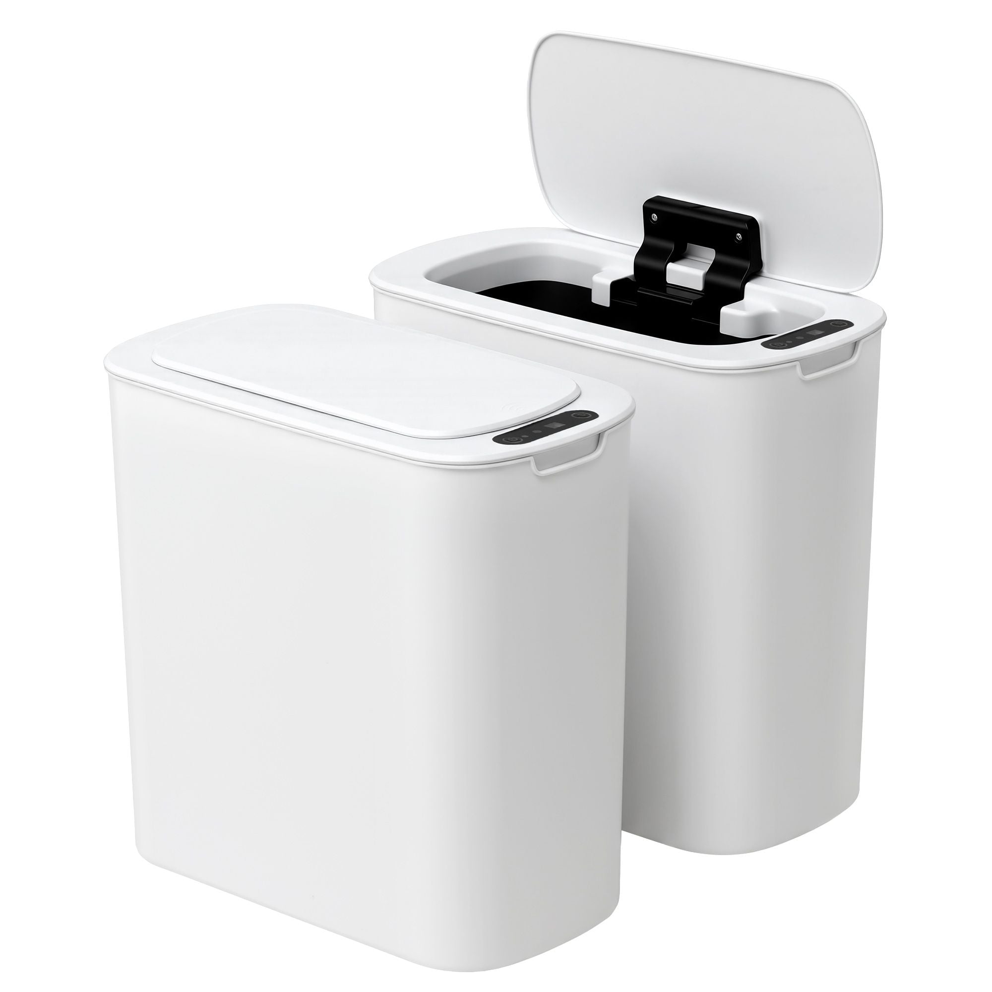 Devanti Automatic Trash Bin 2PCS with Lid 11L Motion Sensor Kitchen Bin Touchless Garbage Can Modern White Plastic Slim Rubbish Bin with Liner Holder for Kitchen, Home, Office