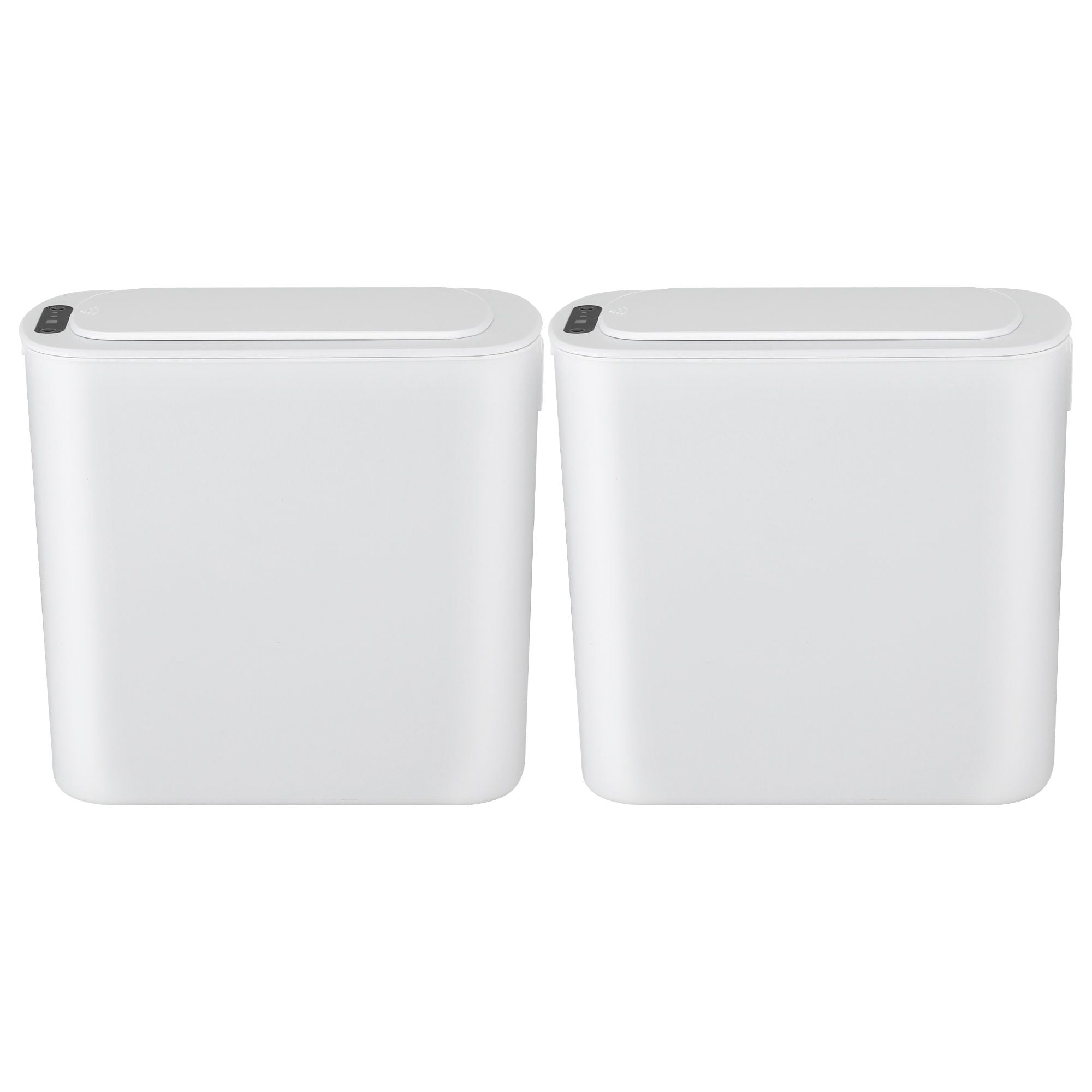 Devanti Automatic Trash Bin 2PCS with Lid 11L Motion Sensor Kitchen Bin Touchless Garbage Can Modern White Plastic Slim Rubbish Bin with Liner Holder for Kitchen, Home, Office