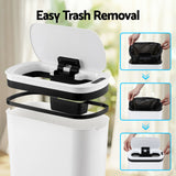Automatic Bins: Devanti Automatic Trash Bin with Lid 25L Motion Sensor Kitchen Bin Touchless Garbage Can Plastic Slim Rubbish Bin with Liner Holder for Kitchen, Home, Office, White
