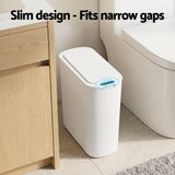 Automatic Bins: Devanti Automatic Trash Bin with Lid 25L Motion Sensor Kitchen Bin Touchless Garbage Can Plastic Slim Rubbish Bin with Liner Holder for Kitchen, Home, Office, White