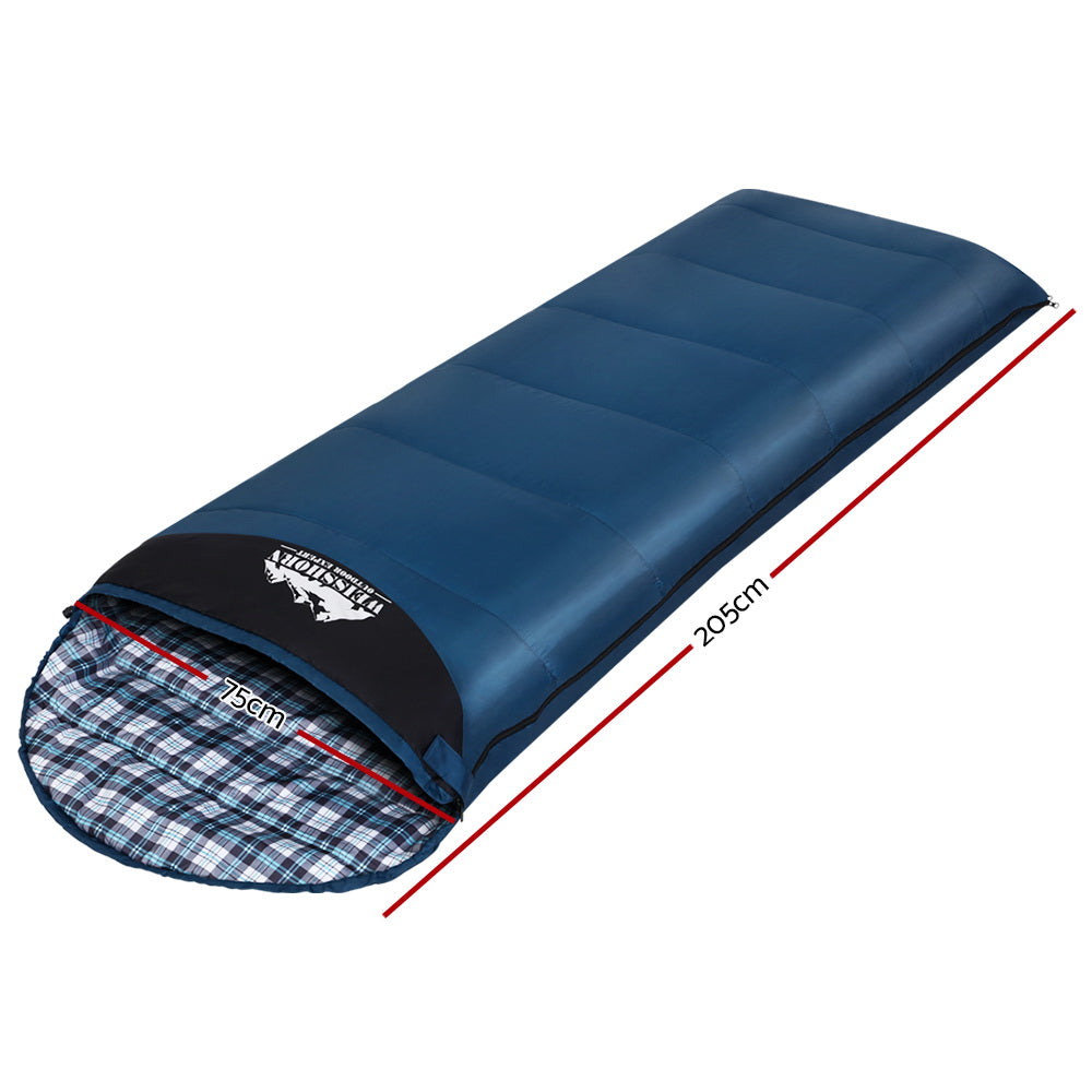 Sleeping Bags: Weisshorn Sleeping Bag Single Thermal Camping Hiking Tent Blue 0&deg;C