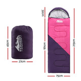 Sleeping Bags: Weisshorn Sleeping Bag Single 213cm Thermal Camping Hiking Pink