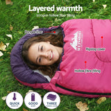 Sleeping Bags: Weisshorn Sleeping Bag Single 213cm Thermal Camping Hiking Pink