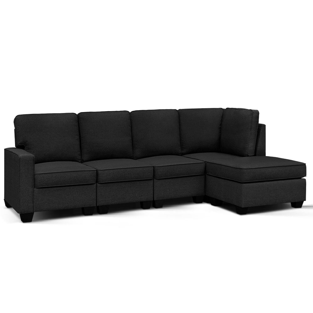 Arm Chairs & Recliners: Artiss Modular Sofa Chaise Set 5-seater Dark Grey