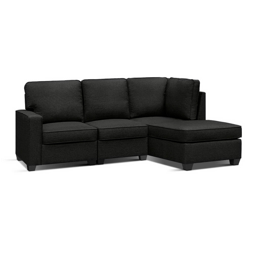 Arm Chairs & Recliners: Artiss Modular Sofa Chaise Set 4-seater Dark Grey