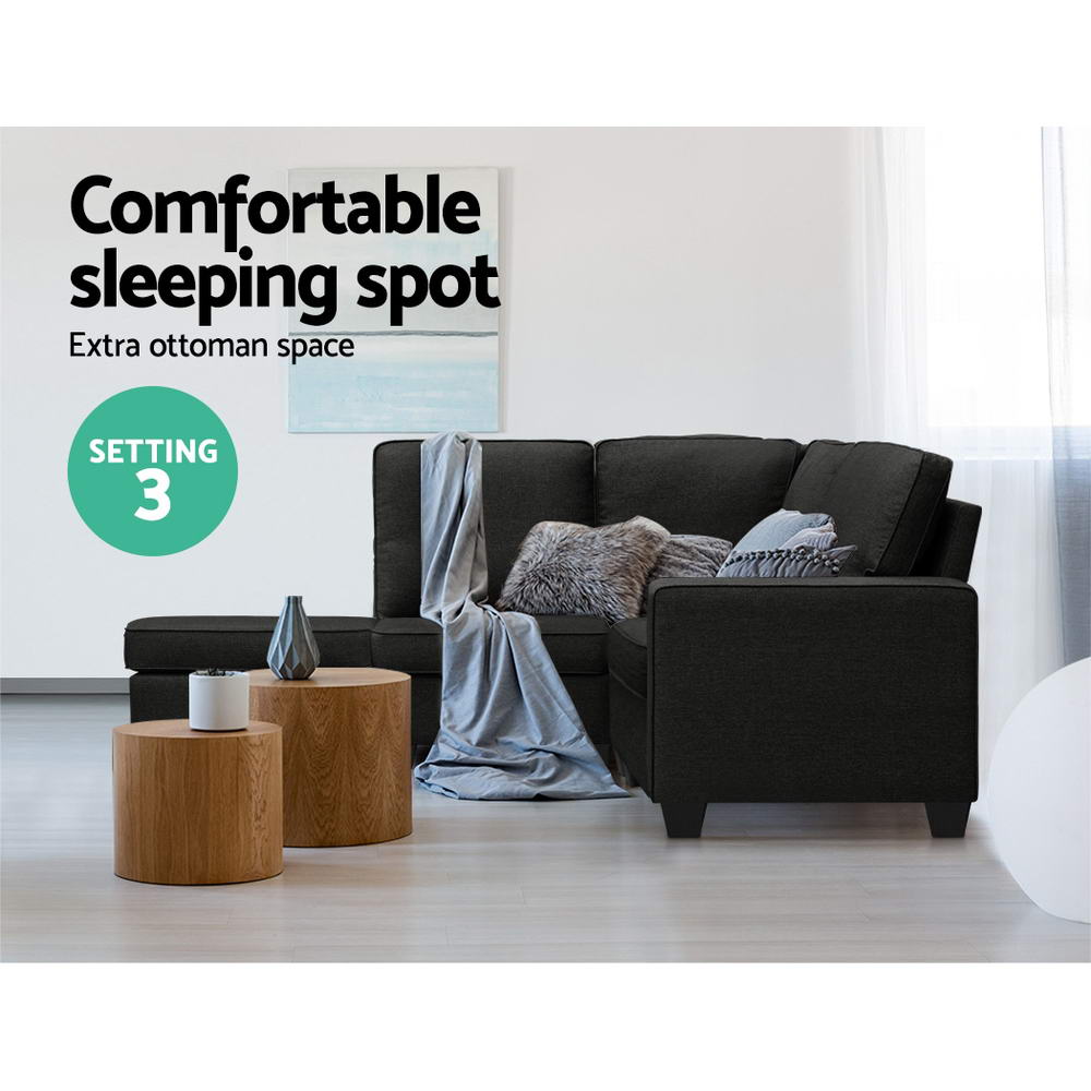 Arm Chairs & Recliners: Artiss Modular Sofa Chaise Set 4-seater Dark Grey