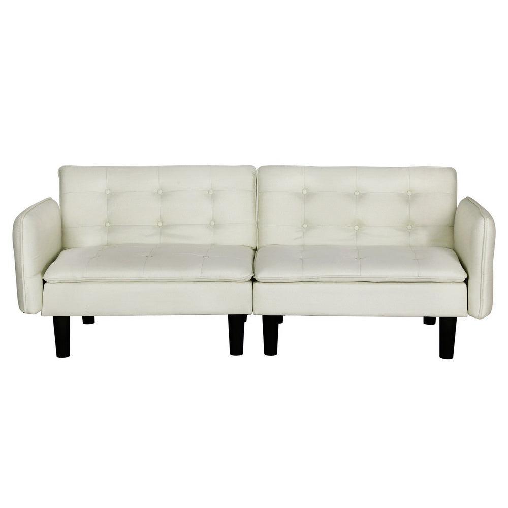 Sofas & Sofa Beds: Artiss Sofa Bed 3 Seater Tufted Faux Linen Beige