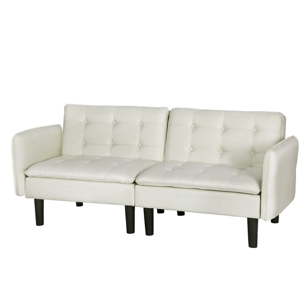 Sofas & Sofa Beds: Artiss Sofa Bed 3 Seater Tufted Faux Linen Beige
