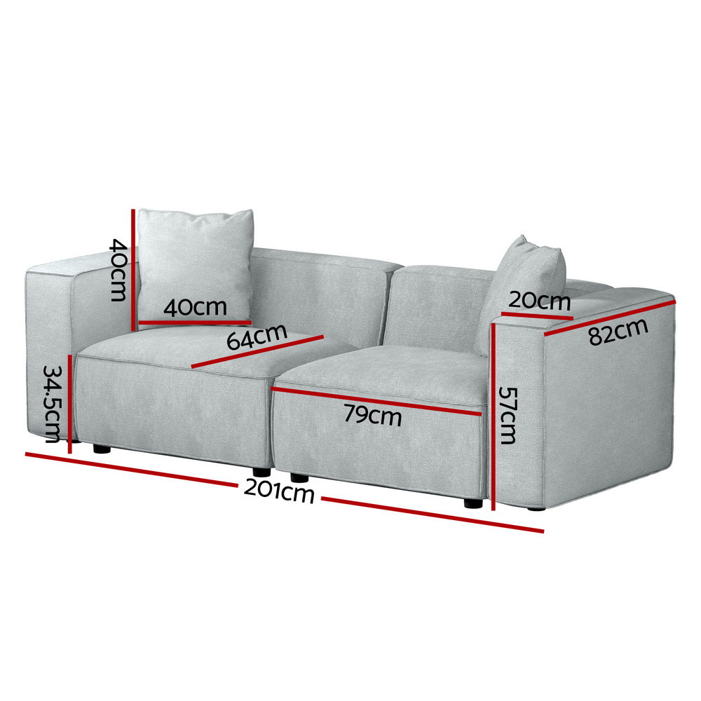 Arm Chairs & Recliners: Artiss Modular Sofa Chaise Set 2-Seater Grey