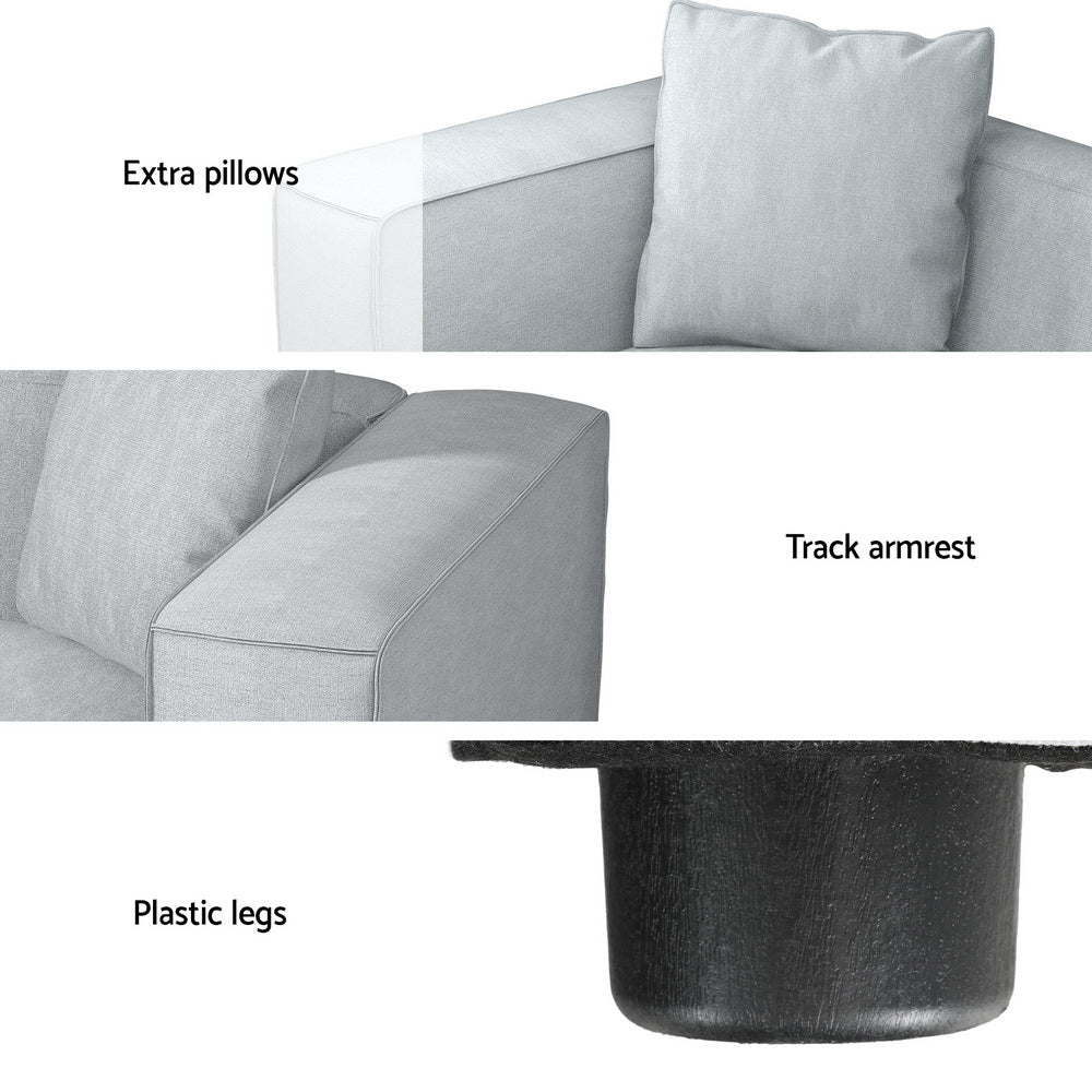 Arm Chairs & Recliners: Artiss Modular Sofa Chaise Set 2-Seater Grey
