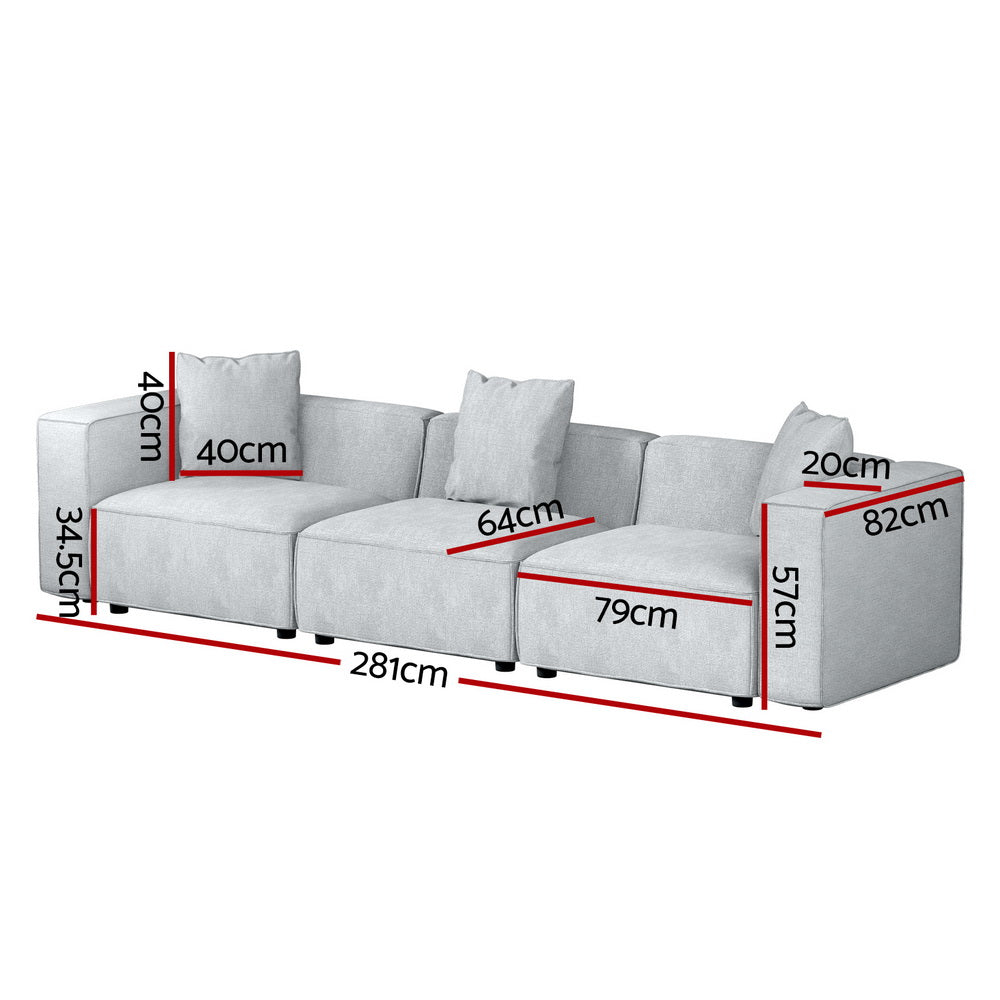 Arm Chairs & Recliners: Artiss Modular Sofa Chaise Set 3-Seater Grey